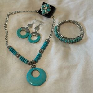 4 piece turquoise jewelry set